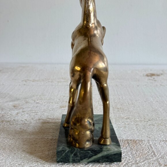 Vintage Brass Unicorn Standing on Stone Base - Picture 5 of 10